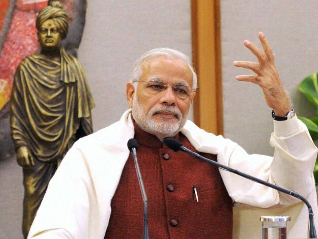 Prime Minister Narendra Modi addressing the National Youth Festival at Naya Raipur, Chhattisgarh via video conference on Tuesday. (PTI) Prime Minister Narendra Modi addressing the National Youth Festival at Naya Raipur, Chhattisgarh via video conference on Tuesday. (PTI)