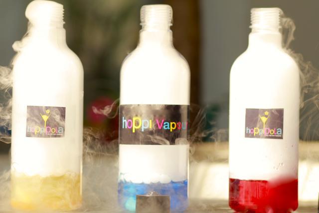 Hoppipola is promoting vapshot of pure spirits (vodka, jagermeister, whisky).