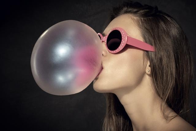 Chewing on gum can cause you to swallow air, which again can cause bloating. (Shutterstock) Chewing on gum can cause you to swallow air, which again can cause bloating. (Shutterstock)