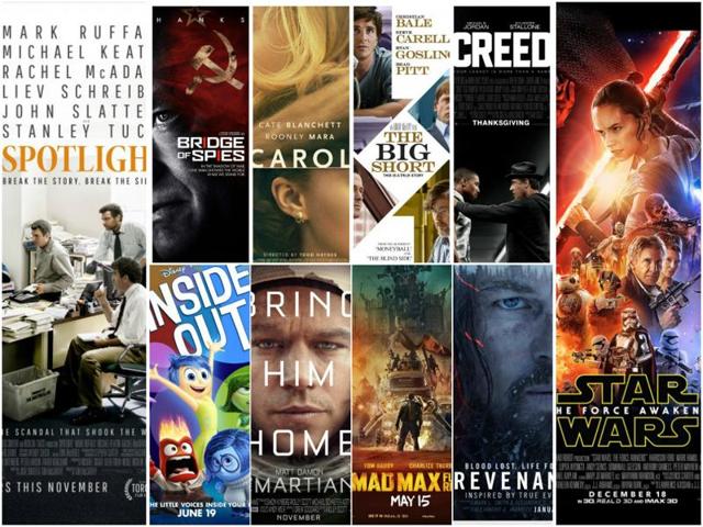 Best Picture: Spotlight, Bridge of Spies,Carol, The Big Short, Creed, Star Wars: The Force Awakens, The Revenant, Mad Max: Fury Road, The Martian, Inside Out. (We’ve made full use of the 10 nominations limit and added a couple of fan favourites). 