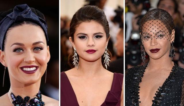 L to R: How gorgeous do Katy Perry, Selena Gomez and Beyonce look with their dark lips? (Pinterest) L to R: How gorgeous do Katy Perry, Selena Gomez and Beyonce look with their dark lips? (Pinterest)