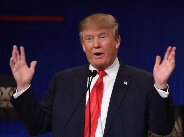 Republican candidate Donald Trump participates in the Republican Presidential debate, sponsored by Fox Business and the Republican National Committee in Charleston, South Carolina. (AFP Photo) Republican candidate Donald Trump participates in the Republican Presidential debate, sponsored by Fox Business and the Republican National Committee in Charleston, South Carolina. (AFP Photo)