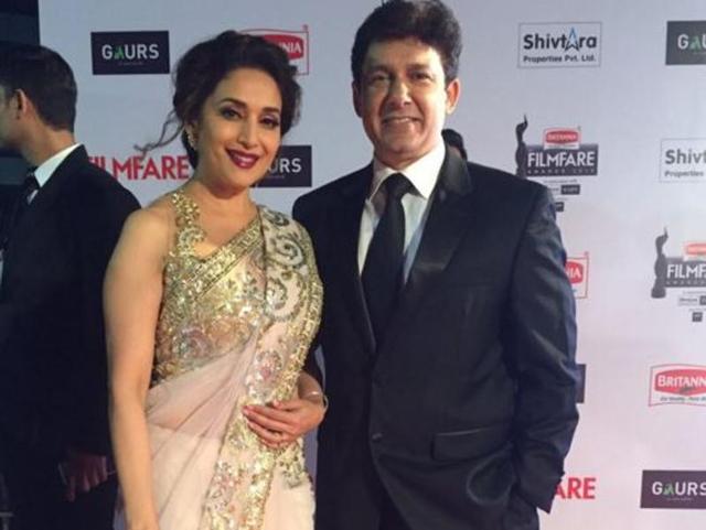 Madhuri Dixit attended the event with her husband Dr Sriram Nene. (Twitter/Filmfare) 