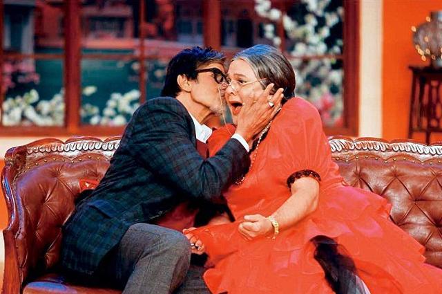 Amitabh Bachchan gives Ali Asgar a peck on his cheek on one episode. (Colors) Amitabh Bachchan gives Ali Asgar a peck on his cheek on one episode. (Colors)