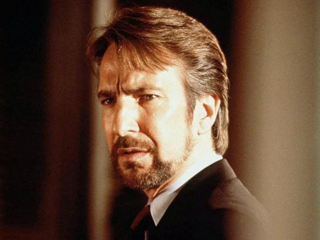 Rickman plays antagonist Hans Gruber in the first Die Hard, released in 1988. He is a German mastermind and the leader of the terrorists who take hostages in a building. His refined mannerisms, even as a villain, made his portrayal memorable. (20th Century Fox)