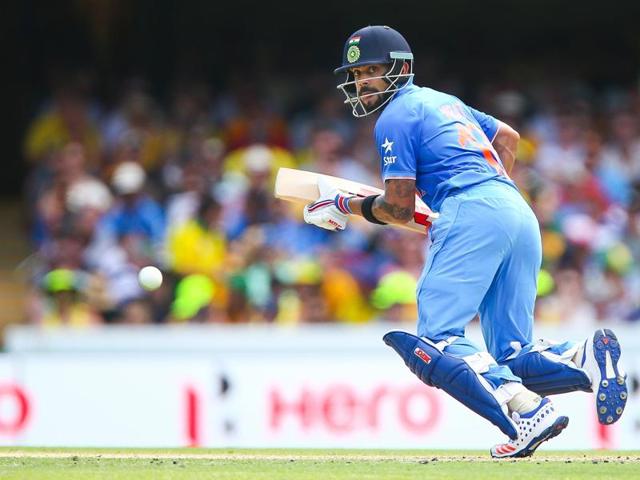 India's Virat Kohli plays a shot during the one-day international cricket match. Dhoni’s men failed to make a dent in the confident Aussie side. (AFP Photo) 