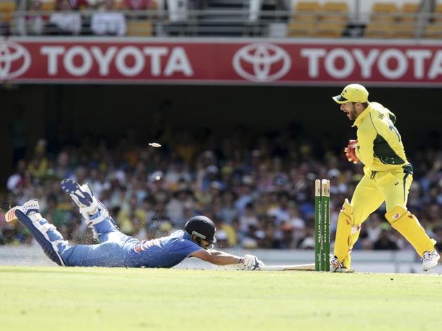 Virat Kohli, left, is run out by Australia's Matthew Wade. (AP Photo) Virat Kohli, left, is run out by Australia's Matthew Wade. (AP Photo)