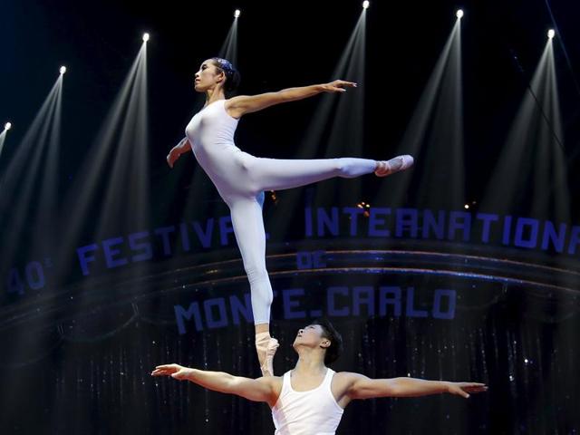 The Guangzhou Military Region Soldier Acrobatic Troupe performs during the opening of the festival in Monaco January 14, 2016. (REUTERS)