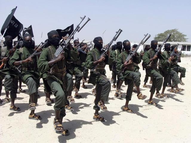 Hundreds of newly trained Al Shabaab fighters perform military exercises in the Lafofe area, some 18 kilometers (11 miles) south of Mogadishu, Somalia. (AP Photo) Hundreds of newly trained Al Shabaab fighters perform military exercises in the Lafofe area, some 18 kilometers (11 miles) south of Mogadishu, Somalia. (AP Photo)