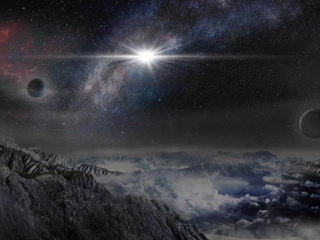 This image, provided by The Kavli Foundation, shows an artist’s impression of the super luminous supernova ASASSN-15lh as it would appear from an exoplanet located about 10,000 light-years away in its host galaxy. (Beijing Planetarium via AP Photo) This image, provided by The Kavli Foundation, shows an artist’s impression of the super luminous supernova ASASSN-15lh as it would appear from an exoplanet located about 10,000 light-years away in its host galaxy. (Beijing Planetarium via AP Photo)
