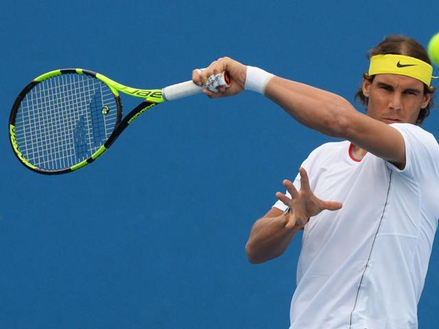Rafael Nadal of Spain hits some forehands during his practice. (AFP Photo) Rafael Nadal of Spain hits some forehands during his practice. (AFP Photo)