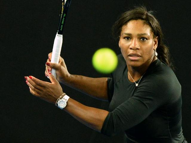 Serena Williams of the US takes part in a practice session. (AFP Photo) Serena Williams of the US takes part in a practice session. (AFP Photo)