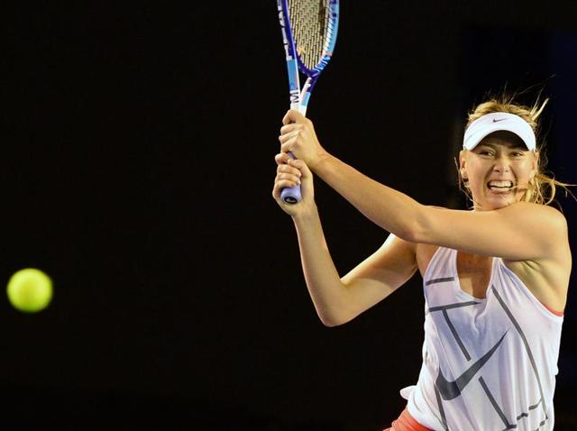 Maria Sharapova of Russia clocks backhands during her practice. (AFP Photo) Maria Sharapova of Russia clocks backhands during her practice. (AFP Photo)