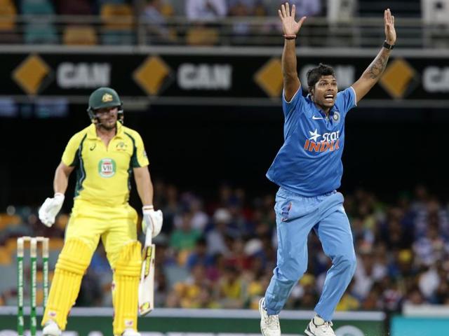 Umesh Yadav, right, appeals for the wicket of Australia's Aaron Finch, left. (AP Photo) Umesh Yadav, right, appeals for the wicket of Australia's Aaron Finch, left. (AP Photo)