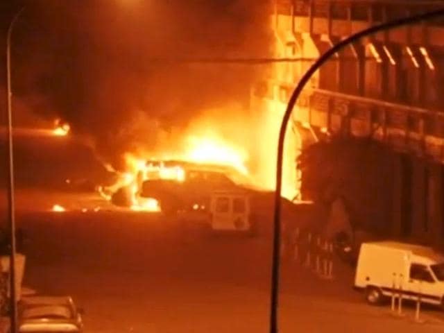 Al Qaeda militants struck an upscale hotel and nearby cafe late Friday that are popular with Westerners in Burkina Faso’s capital, taking an unknown number of hostages and forcing others to hide for their lives as gunfire and explosions rang out. (AFP) Al Qaeda militants struck an upscale hotel and nearby cafe late Friday that are popular with Westerners in Burkina Faso’s capital, taking an unknown number of hostages and forcing others to hide for their lives as gunfire and explosions rang out. (AFP)