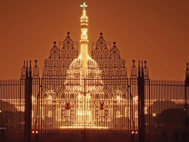 Rashtrapati Bhavan dressed up for Republic Day.(Abode Under The Dome by Thomas Mathew)