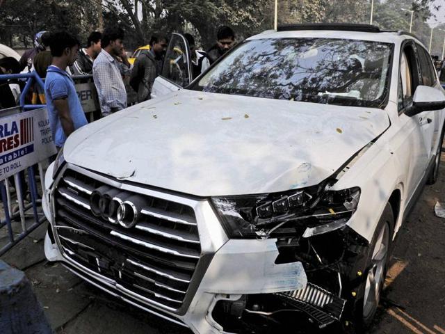 The Audi car that broke three barricades before entering into Red Road and killing an Air Force airman who was participating in a rehearsal for the upcoming Republic Day on Wednesday, January 13, 2016. (PTI) The Audi car that broke three barricades before entering into Red Road and killing an Air Force airman who was participating in a rehearsal for the upcoming Republic Day on Wednesday, January 13, 2016. (PTI)