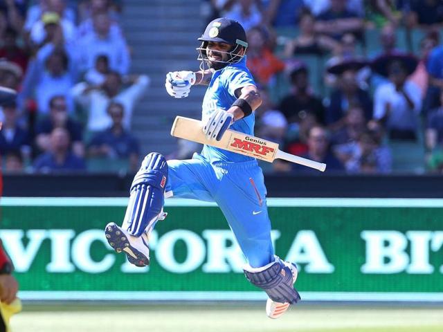 Virat Kohli celebrates his century against Australia. (REUTERS)