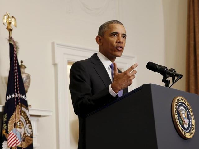 US President Barack Obama delivers a statement on Iran at the White House in Washington. (REUTERS) US President Barack Obama delivers a statement on Iran at the White House in Washington. (REUTERS)