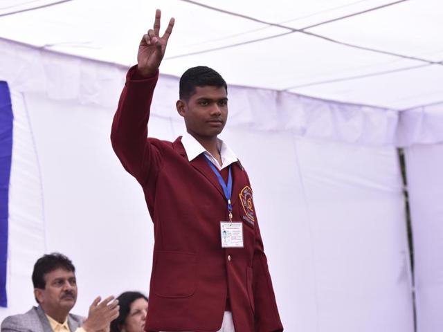 Chhattisgarh’s Sarwanand Saha, who is 15 years and 7 months old, will receive the National Bravery Award for saving a drowning man.  (Virendra Singh Gosain/ Hindustan Times) 