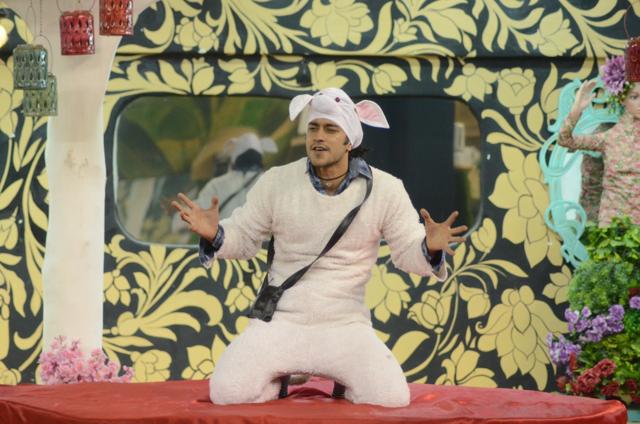 We see Keith dressed up like tiger while Rishabh is a bunny. (Colors)