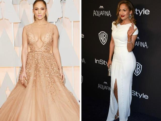 She managed to wow at the after party of Golden Globes as well (r). However, it was her Barbie doll look at 2015 Oscars (l) which we really heart. She managed to wow at the after party of Golden Globes as well (r). However, it was her Barbie doll look at 2015 Oscars (l) which we really heart.