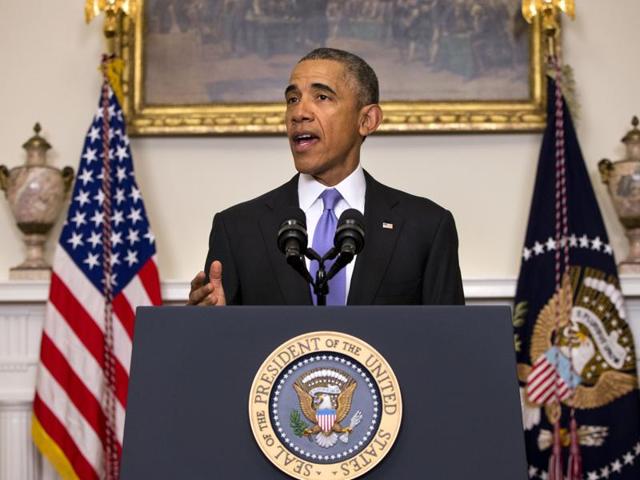 US President Barack Obama speaks about the release of Americans by Iran, Sunday, Jan. 17, 2016, in the Cabinet Room of the White House in Washington. (AP) US President Barack Obama speaks about the release of Americans by Iran, Sunday, Jan. 17, 2016, in the Cabinet Room of the White House in Washington. (AP)
