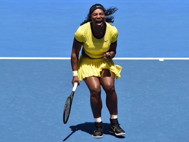 Serena Williams of the US reacts during her win over Italy's Camila Giorgi. (AFP Photo)