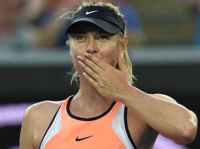Russia's Maria Sharapova blows a kiss to spectators after victory in her women's singles match against Japan's Nao Hibino on day one of the 2016 Australian Open in Melbourne on January 18, 2016. (AFP Photo) Russia's Maria Sharapova blows a kiss to spectators after victory in her women's singles match against Japan's Nao Hibino on day one of the 2016 Australian Open in Melbourne on January 18, 2016. (AFP Photo)