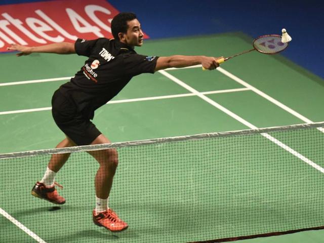 Tommy Sugiarto lost the first game to HS Prannoy 13-15, but came back strongly to win 15-9, 15-9. (Virendra Singh Gosain/ Ht) Tommy Sugiarto lost the first game to HS Prannoy 13-15, but came back strongly to win 15-9, 15-9. (Virendra Singh Gosain/ Ht)