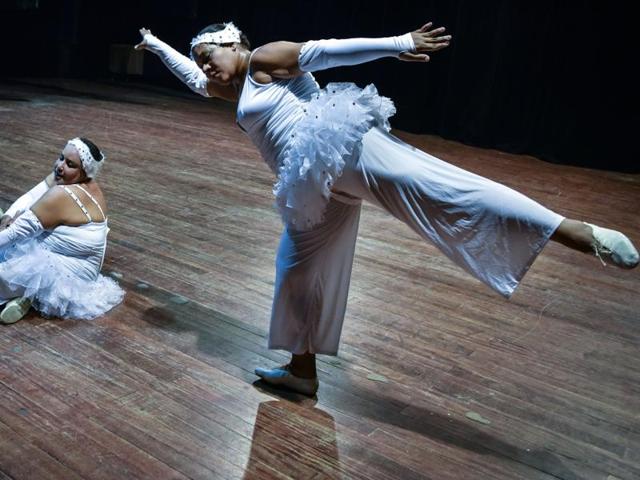 The group members are mostly artists who’ve gained weight, but it also includes a few retired dancers. (AFP) The group members are mostly artists who’ve gained weight, but it also includes a few retired dancers. (AFP)
