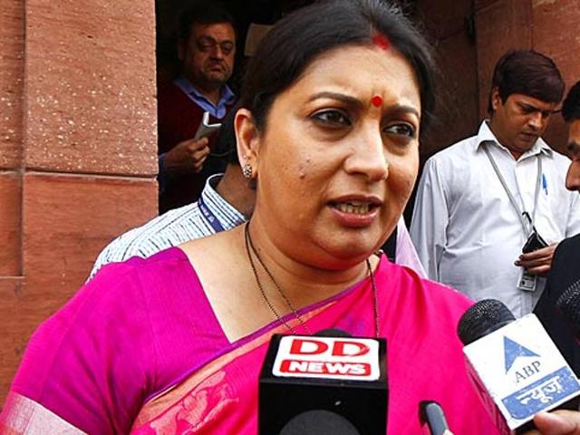 HRD minister Smriti Irani talks with media at the parliament House, in New Delhi. (Sanjeev Verma/ HT File Photo) HRD minister Smriti Irani talks with media at the parliament House, in New Delhi. (Sanjeev Verma/ HT File Photo)