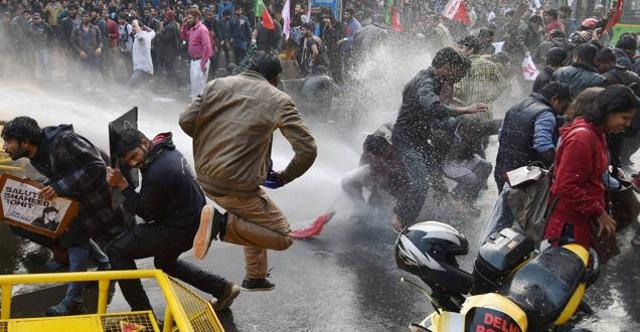 Police detained eight students overnight Tuesday following day-long protests on Monday. The students of the University of Hyderabad also protest in the campus demanding action against vice-chancellor Appa Rao, minister of state for labour and employment Bandaru Dattatreya and ABVP leader Sushil Kumar. (PTI) Police detained eight students overnight Tuesday following day-long protests on Monday. The students of the University of Hyderabad also protest in the campus demanding action against vice-chancellor Appa Rao, minister of state for labour and employment Bandaru Dattatreya and ABVP leader Sushil Kumar. (PTI)