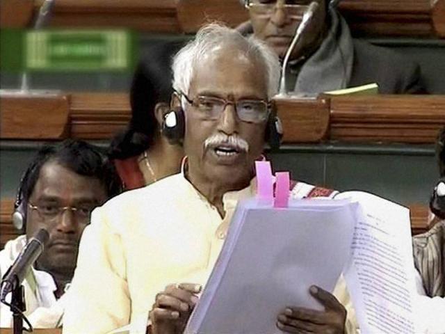 MoS Bandaru Dattatreya speaks in the Lok Sabha in New Delhi on Tuesday.(PTI Photo)