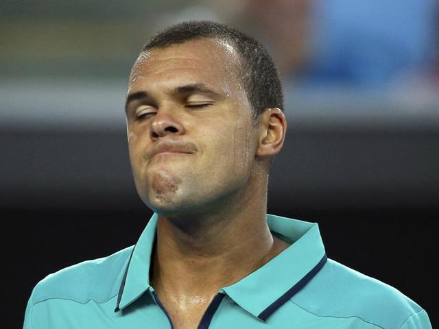 France's Jo-Wilfried Tsonga reacts during his second round match against Australia's Omar Jasika. (Reuters Photo) 