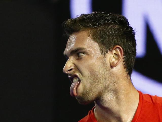 France's Quentin Halys reacts during his second round match against Serbia's Novak Djokovic. (Reuters Photo) 