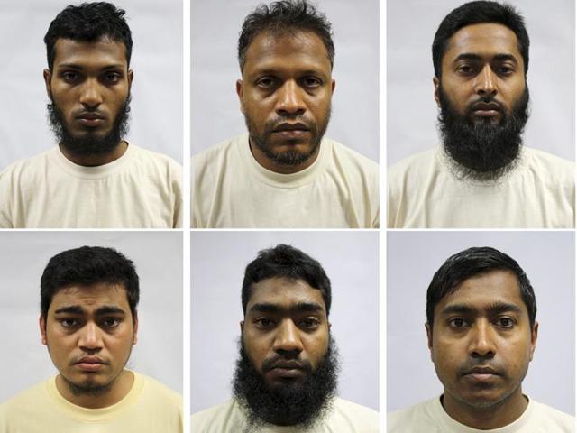 A combination picture of Bangladeshi construction workers who were arrested between November 16 and December 1, 2015 in Singapore for supporting Islamist groups.(MHA handout via Reuters Photo) A combination picture of Bangladeshi construction workers who were arrested between November 16 and December 1, 2015 in Singapore for supporting Islamist groups.(MHA handout via Reuters Photo)