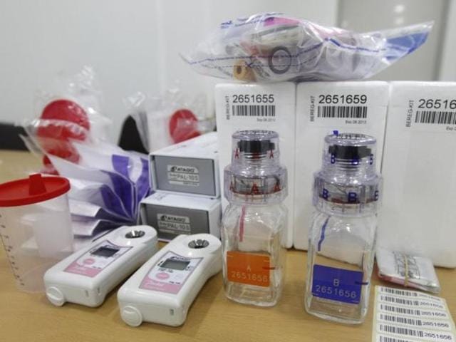 Anti-doping control kits are pictured at the stadium in Daegu, on August 24, 2011, ahead of the IAAF World Athletics Championships.(REUTERS)