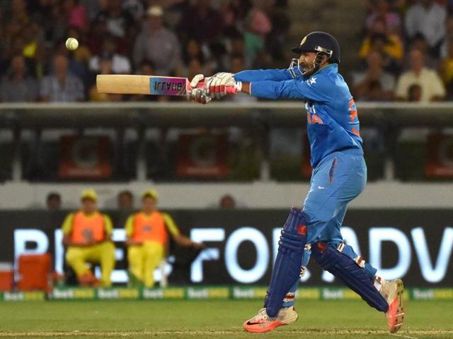 Indian batsman Rishi Dhawan plays a shot. (AFP) 