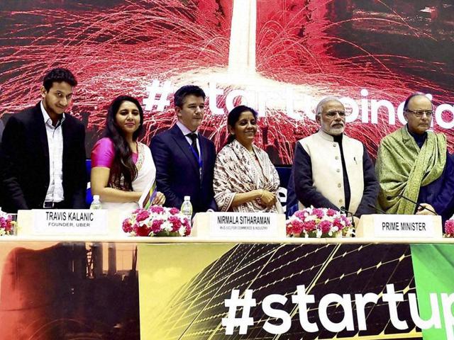 Prime Minister Narendra Modi poses for a selfie with the delegates during the launch of "Startup India" action plan at Vigyan Bhawan (PTI) Prime Minister Narendra Modi poses for a selfie with the delegates during the launch of "Startup India" action plan at Vigyan Bhawan (PTI)