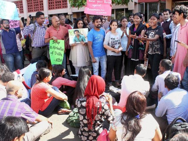 Party leaders are concerned that the nationwide outrage over the suicide as well as the decision of poet Ashok Vajpeyi to return his D Lit degree from Hyderabad University – the same institution that suspended Vemula – may have a serious bearing on its electoral plans.(AFP) Party leaders are concerned that the nationwide outrage over the suicide as well as the decision of poet Ashok Vajpeyi to return his D Lit degree from Hyderabad University – the same institution that suspended Vemula – may have a serious bearing on its electoral plans.(AFP)