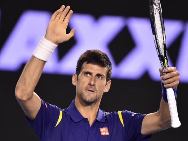 Serbia's Novak Djokovic celebrates after victory in his men's singles match against France's Quentin Halys on day three of the 2016 Australian Open in Melbourne on January 20, 2016.(AFP Photo) Serbia's Novak Djokovic celebrates after victory in his men's singles match against France's Quentin Halys on day three of the 2016 Australian Open in Melbourne on January 20, 2016.(AFP Photo)