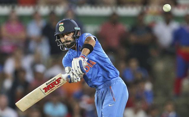 After the dismissal of Dhawan and Dhoni, it was all the more imperative that Virat Kohli carry the team past the finish line, but he fell to a soft dismissal, offering a simple catch to mid-off. (AP Photo) After the dismissal of Dhawan and Dhoni, it was all the more imperative that Virat Kohli carry the team past the finish line, but he fell to a soft dismissal, offering a simple catch to mid-off. (AP Photo)