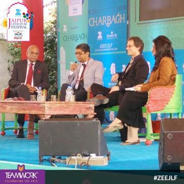 L to R: Shyam Saran, Venkat Dhulipala, Christophe Jaffrelot and Reema Abbasi during the session The Pakistan Paradox at the lit fest. (Twitter) L to R: Shyam Saran, Venkat Dhulipala, Christophe Jaffrelot and Reema Abbasi during the session The Pakistan Paradox at the lit fest. (Twitter)