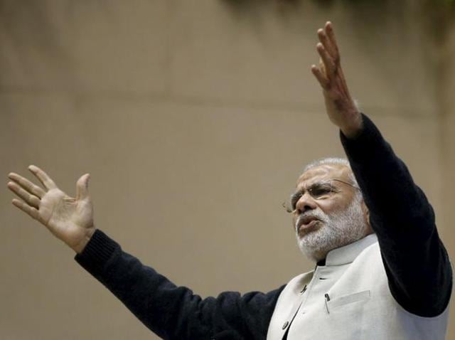 Prime Minister Narendra Modi gestures as he addresses a gathering during a conference of start-up businesses in New Delhi.(Reuters Photo) Prime Minister Narendra Modi gestures as he addresses a gathering during a conference of start-up businesses in New Delhi.(Reuters Photo)