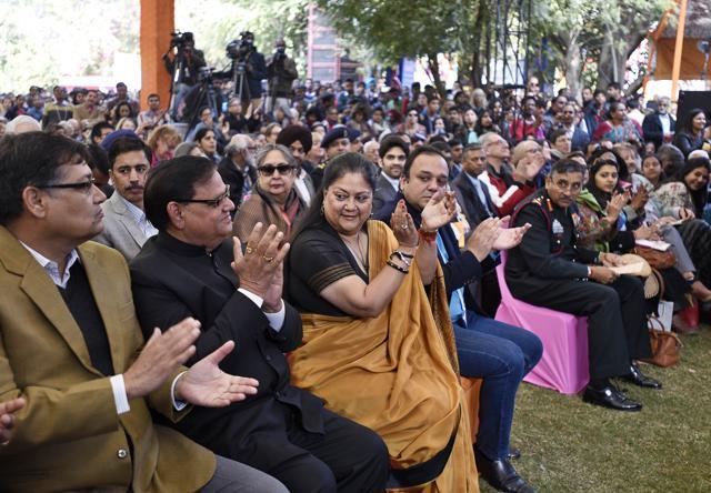 Vasundhara Raje, chief minister of Rajasthan, at the inauguration of Jaipur Literary Festival 2016 on Thursday, January 21, 2016. (Sanjeev Verma/HT Photo) Vasundhara Raje, chief minister of Rajasthan, at the inauguration of Jaipur Literary Festival 2016 on Thursday, January 21, 2016. (Sanjeev Verma/HT Photo)