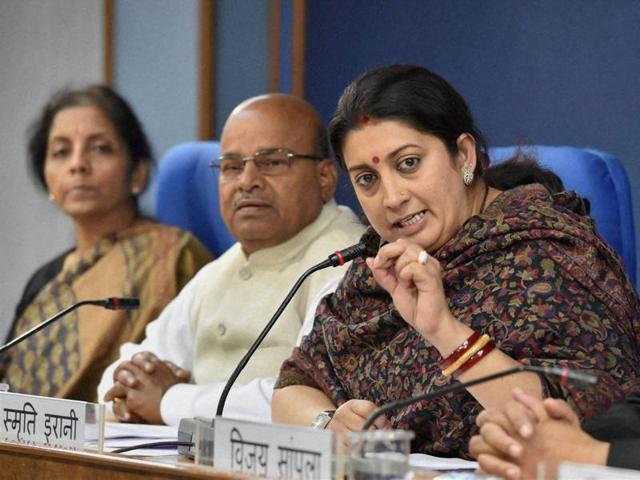 Union HRD MinisterSmriti Irani addressing a press conference in New Delhi on Wednesday. (PTI) Union HRD MinisterSmriti Irani addressing a press conference in New Delhi on Wednesday. (PTI)