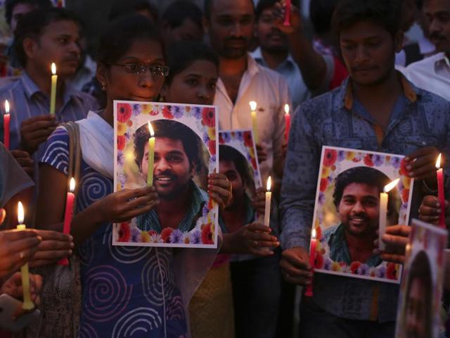 Ten professors of the University of Hyderabad have resigned from their administrative posts, deepening a crisis triggered by a Dalit scholar’s suicide which has turned into a political slugfest between the BJP-led NDA government and the opposition(PTI)