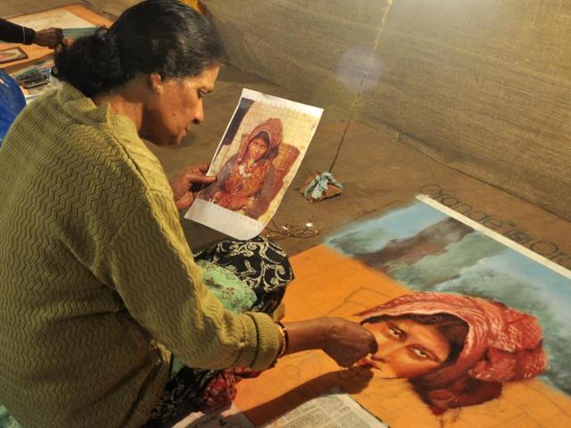 Preparations are on in full swing at Kalagram in Manimajra, Chandigarh, ahead of the National Crafts Mela. (Sant Arora/HT Photo)