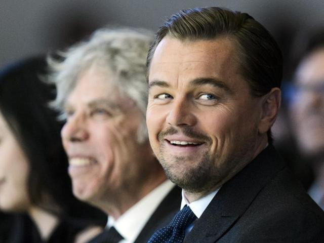 Leonardo DiCaprio reacts during the Crystal Award Ceremony on the eve of the opening of the 46th Annual Meeting of the World Economic Forum, WEF, in Davos. (AP) Leonardo DiCaprio reacts during the Crystal Award Ceremony on the eve of the opening of the 46th Annual Meeting of the World Economic Forum, WEF, in Davos. (AP)